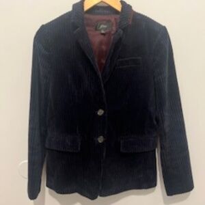 J CREW CORDUROY BLAZER SIZE 4 IN NAVY BLUE
